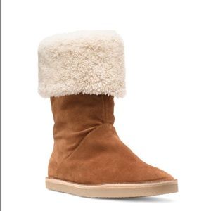Stuart Weitzman Chestnut Suede Winter Shearling Cuff Boots
